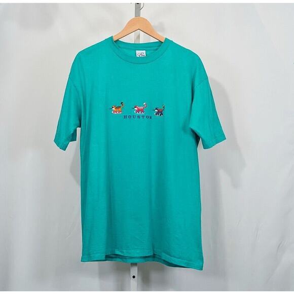Vintage Other - Vintage 90s Shirt Cal Cru Houston Texas Cats Wearing Shoes Tourist Adult Size L